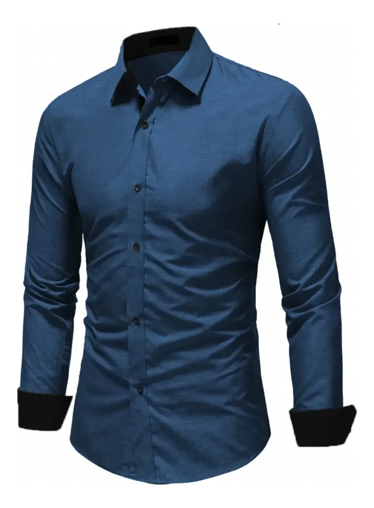 Camisa Social Slim Azul